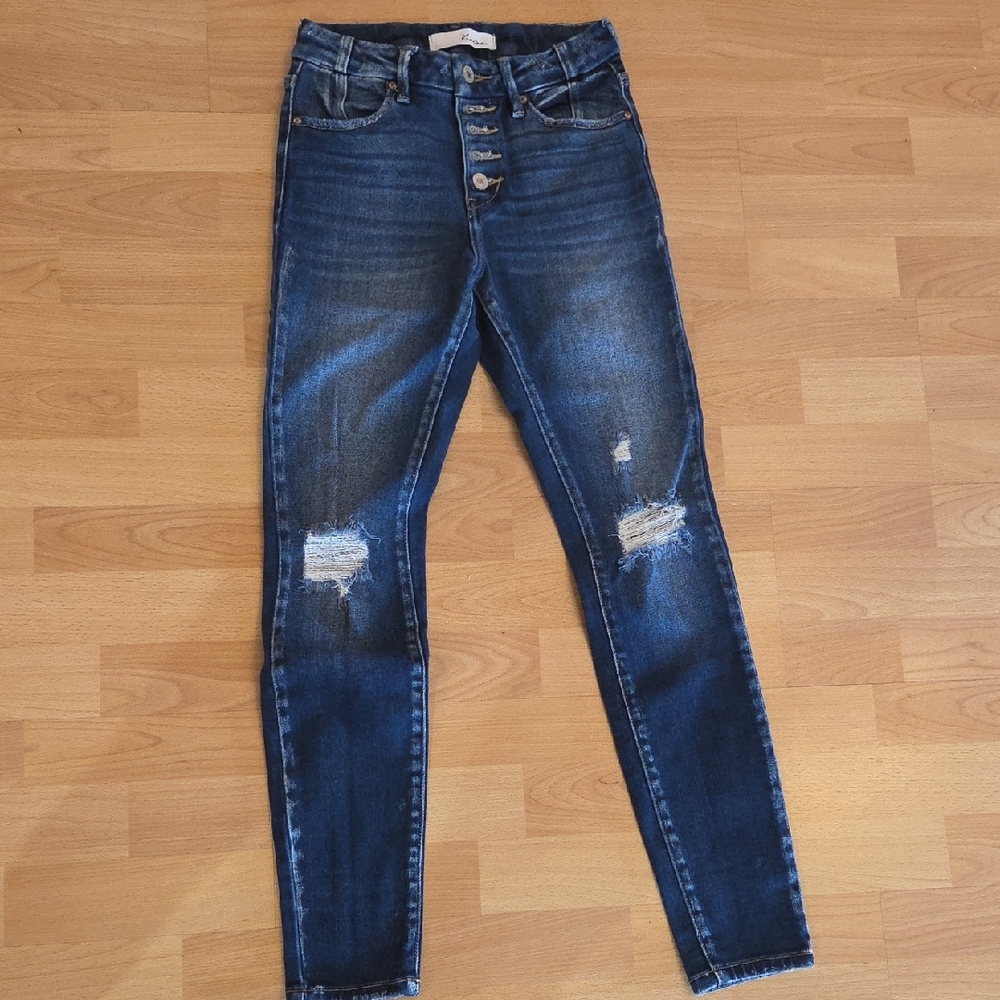 KanCan Dark Blue Distressed Skinny Jeans
